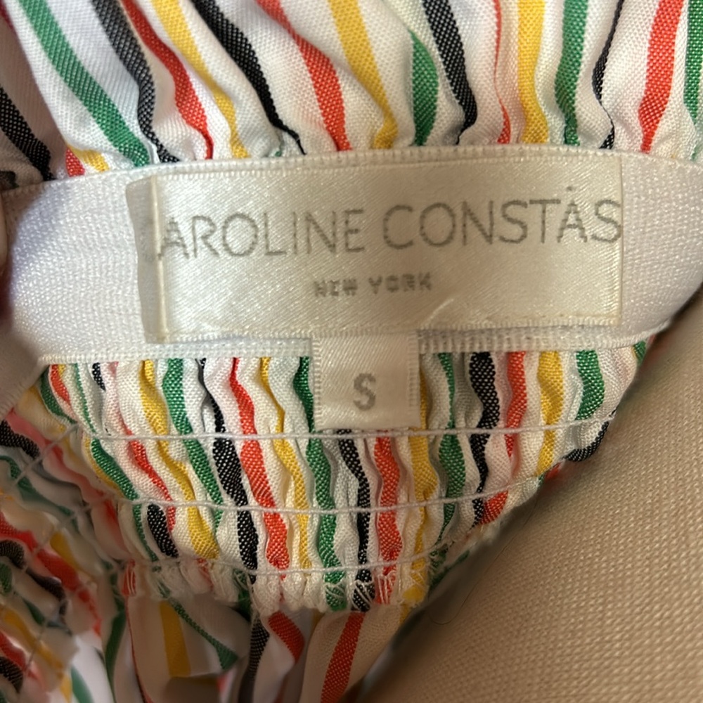 πΊ Caroline Constas cotton striped ruffled neckline shirt size small - Picture 6 of 8